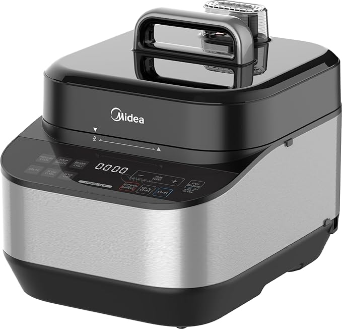 Midea Electric Pressure Cooker, 14° Inclined Panel, 8-in-1 Olla de Presion, Multi-Functional Programmable Slow Cooker, Rice Cooker, Steamer, Sauté Pan, Yogurt Maker and More, 5 Quart