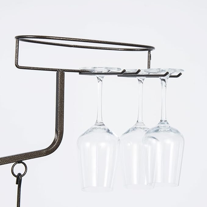 Wine Rack, Wine Bottle and Wine Glass Holder, Wrought Iron Wall-Mounted Wine Racks, Household Wine Accessories, Gifts for Lover, Gold/Black Home Decoration. (Black Gold, 20 Bottles)