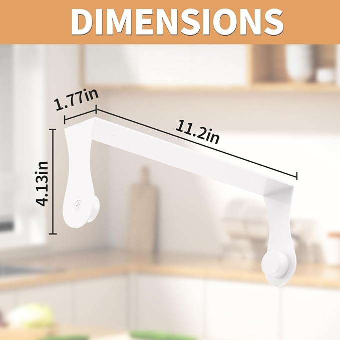 Paper Towel Holder Under Cabinet, White Kitchen Accessories Decor, Wall Mount, White Paper Towel Holder for Bathroom, Stainless Steel, Adhesive or Screws