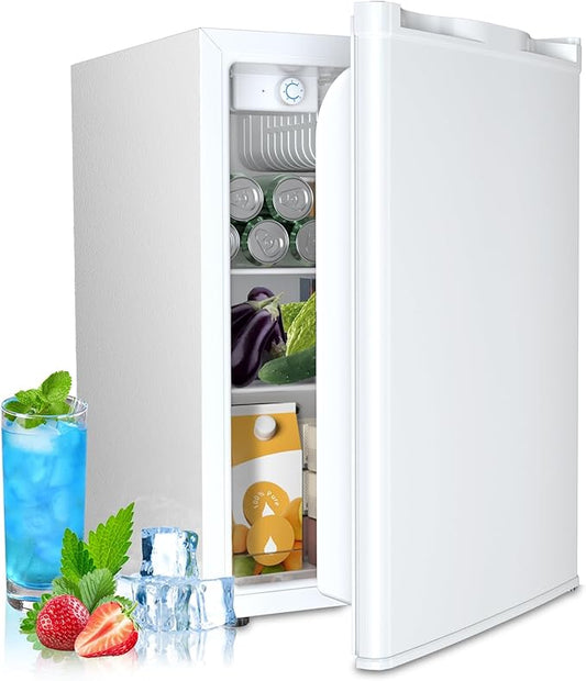 2.56 Cu.ft Compact Refrigerator with Reversible Single Door, WHITE