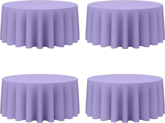 BRILLMAX 4 Pack Lavender Round Tablecloths 132 Inch - Circle Bulk Linen Polyester Fabric Washable Table Cloth Cover for Wedding Reception Banquet Birthday Party Buffet Restaurant
