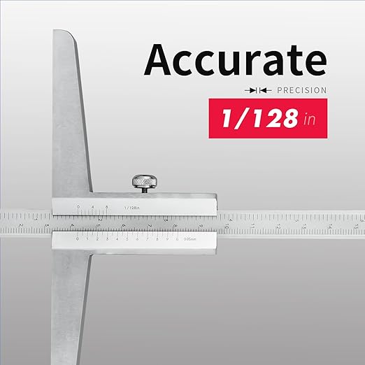0-200mm Depth Caliper (Bridge Length 150mm) Extended Bridge-Type Stainless Steel Measuring Tool High Precision ±0.02mm Dual Scale (mm/inch) DRINYOUNG(Depth Ruler 200 Long (Bridge Length 150))