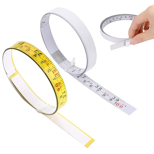 39 Inch Workbench Ruler, 2 Pcs Backed Adhesive Measure Tape Metal Measuring Tools Double Scale Sticky Tape for Woodworking, Saw, Drafting Table (Left to Right - Inch/cm - White/Yellow)