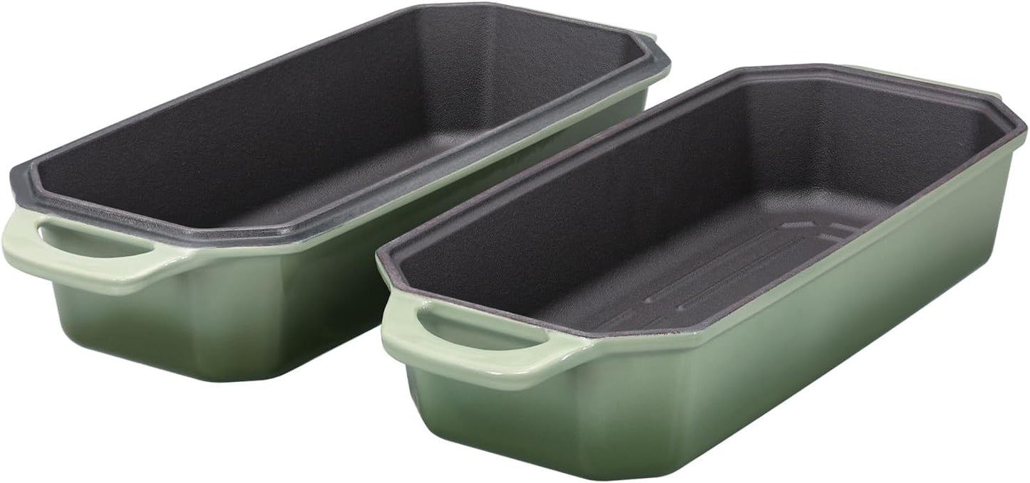 Bread Pan Cast Iron Loaf Pan with Lid Bread Loaf Pan 13x5 Inch Enameled Cast Iron Sourdough Bread Pan,AquaGreen