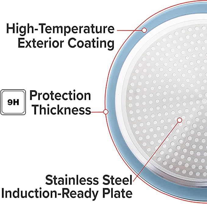 Nuwave 3-Piece Fry Pan Set, 8”, 10”, 12” Forged Lightweight, G10 Healthy Duralon Blue Ceramic Ultra Non-Stick, Induction-Ready & Works on All Cooktops, Ergonomic Stay-Cool Handles