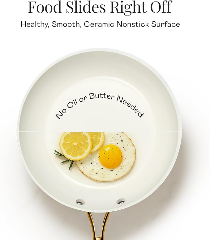 Gotham Steel 12 Pc Ceramic Cookware Set Nonstick, Ceramic Pots and Pans Set Non Stick with Steamer for Cooking, Non Toxic PFOA PFOS Free, Premium Stay Cool Handles, Oven & Dishwasher Safe