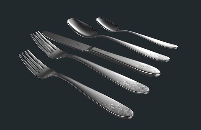 Modern Silverware Set, 18/10 Stainless Steel Flatware, Mirror Finish, Dishwasher Safe, Elegant Cutlery for Home and Dining, Built to Last (20-Piece, Imperial)