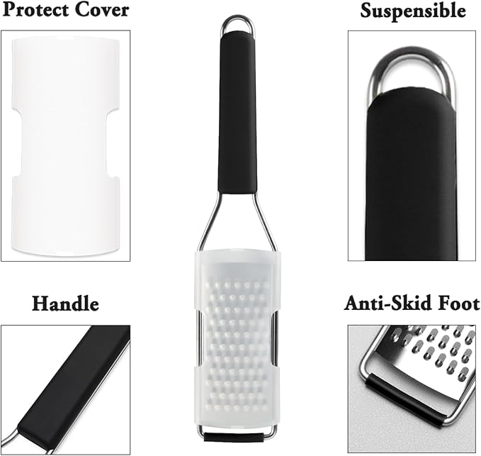 Cambom Cheese Grater Lemon Zester, Graters for Parmesan Cheese, Lemon, Citrus, Garlic, Nutmeg, Chocolate, Fruits, Vegetables, Ginger, Vegetable & Cheese Shredder with Stainless Steel Coarse Blade