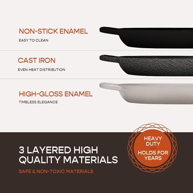 Enameled Cast Iron Dutch Oven for Professional Sourdough Bread Baking | 5.5 Quart Loaf Size Oval Cookware Pot with Lid | Triple-Layer Enamel Coating Pan with Non Stick Silicone Mat | White