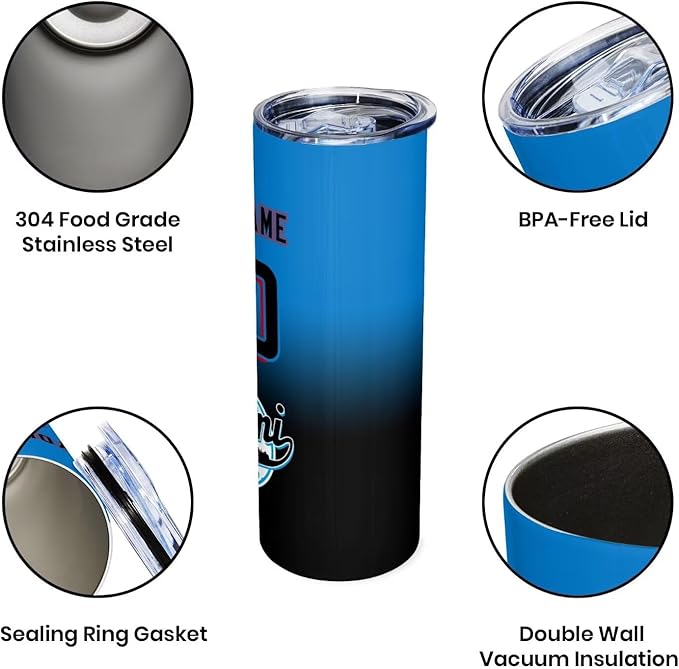 Custom Tumbler Stainless Steel Cup Personalized Baseball Vacuum Insulation Travel Mug Add Your Name Number Fans Gift for Baseball Fans