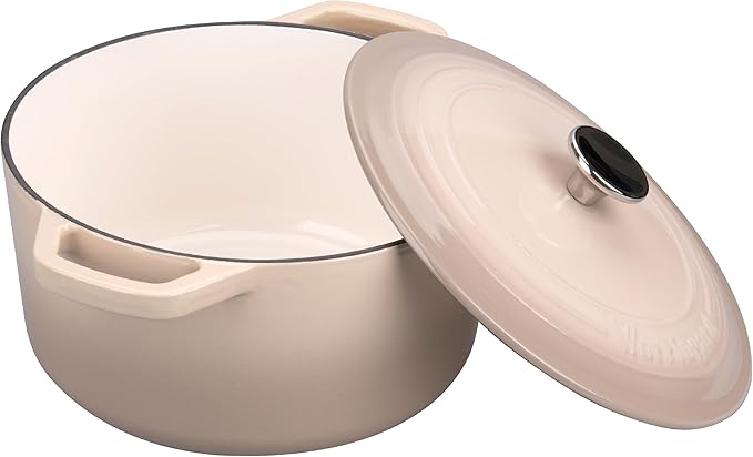 Enameled Cast Iron Dutch Oven Pot with Lid, for Bread Baking, Round Bread Oven- include Sourdough Bread Baking Supplies Set, 4.5QT, Latte