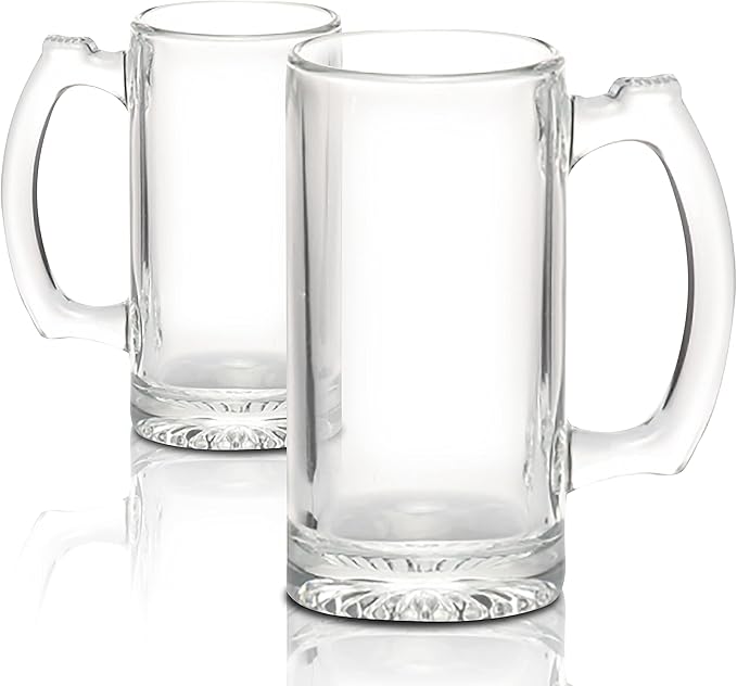 12 Libbey Beer Mugs Set, 12 oz. - Groomsmen Glassware - Clear