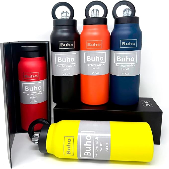 Tumbler with Magnetic Lid – 24 oz Stainless Steel Insulated Cup, Built-in Phone Tripod, Hot & Cold Drinks, Modern & Durable Design (Orange)