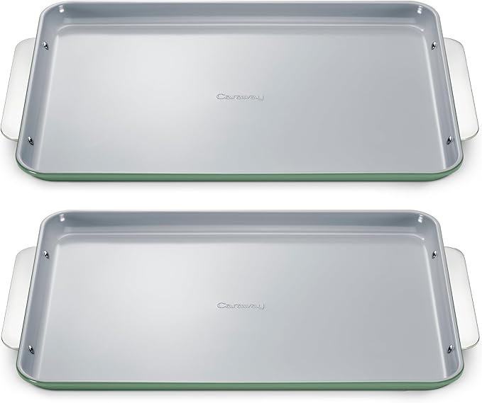 Caraway Non-Stick Ceramic Large Baking Sheet Sheet - Naturally Slick Ceramic Coating - Non-Toxic, PTFE & PFOA Free - Perfect for Baking, Roasting, and More - Large (18" x 13") - Sage