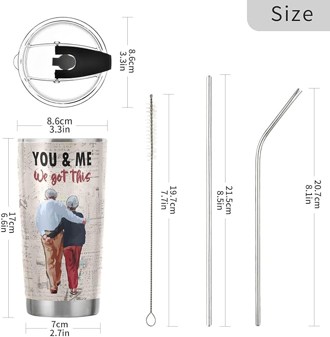 JUDIAN Valentine's Day & Birthday Gift for Wife - Couple's 20oz Tumbler Travel Coffee Mug