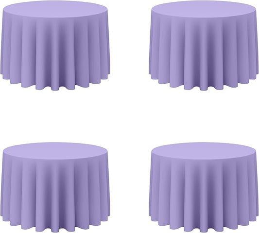 BRILLMAX 4 Pack Lavender Round Tablecloths 108 Inch - Circle Bulk Linen Polyester Fabric Washable Table Cloth Cover for Wedding Reception Banquet Birthday Party Buffet Restaurant
