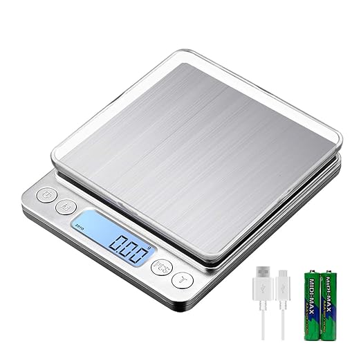 Upgraded Large Range Small Kitchen Scale, USB Charging Mini Food Electronic Scale, High Accuracy Cooking Scale, Pocket Scale with LCD Display, 1kg/0.01