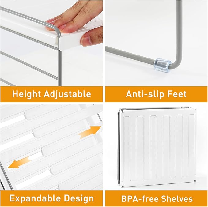 2 Pack Pantry Organization and Storage, Expandable Foil and Plastic Wrap Organizer, Adjustable Kitchen Wrap Organizer Rack for Cabinet, Foil Saran Wrap Holder Shelf for Sandwich Plastic Bags Box,