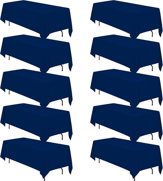 BRILLMAX 10 Pack Navy Blue Tablecloths 70 x 120 Inch for 6ft or 8ft Rectangle Tables - Rectangular Bulk Linen Polyester Fabric Washable Cloth Cover for Wedding Reception Banquet Birthday Party