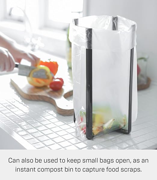 YAMAZAKI home 6785 Kitchen Multi Eco Stand-Multifunctional Plastic Bag Holder, One Size, Black