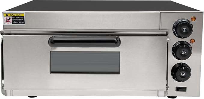 Commercial Pizza Oven Indoor Pizza Oven 16 Inch Electric Countertop Pizza Maker Machine, 1800W Stainless Steel Pizza Cooker with Pizza Stone, 122-662°F & 30Min Timer for Restaurant & Home