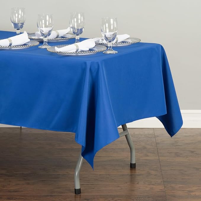 LTC LINENS 2 Pack Rectangle Tablecloths Royal Blue 60 x 126 Inch for 8 ft Rectangular Banquet Tables with Half-Drop - Stain and Wrinkle Resistant Polyester Fabric Cloth Table Covers for Wedding, Party