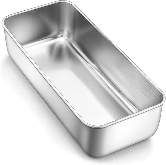 LIANYU Stainless Steel Loaf Pan, 12x5 Inch Large Bread Pan for Baking, Metal Bakeware for Meatloaf, Sourdough Bread, Lasagna, Cake, Healthy & Non Toxic, Oven & Dishwasher Safe