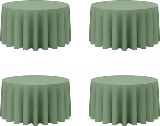 BRILLMAX 4 Pack Sage Green Round Tablecloths 120 Inch - Circle Bulk Linen Polyester Fabric Washable Table Cloth Cover for Wedding Reception Banquet Birthday Party Buffet Restaurant