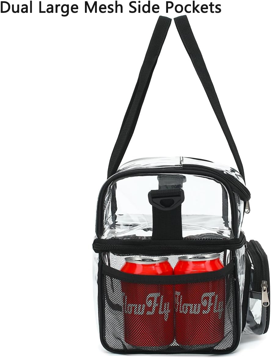 FlowFly Double Layer Cooler Insulated Lunch Bag Adult Lunch Box Large Tote Bag for Men, Women, With Adjustable Strap,Front Pocket and Dual Large Mesh Side Pockets