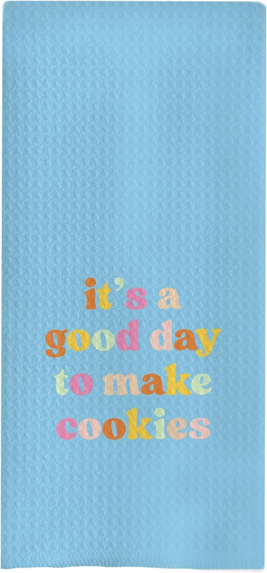 Baking & Kitchen Towels, Tea Towels for Bakers & Cooks, Gifts for Cookie Lovers, 16x24 (Blue)