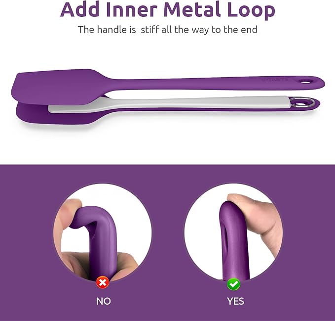 14in Extra Large Silicone Spatula: U-Taste 600ºF Heat Resistant Flexible Silicon Mixing Stirring Cooking Scraping Baking Bowl Scraper Seamless Spreader for Kitchen Nonstick Cookware (Purple)