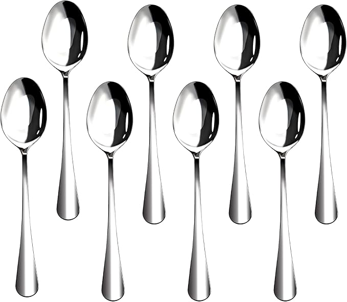 8 Pieces Heavy Duty Teaspoons Set,6.8" Tea Spoons Silverware,Food Grade Stainless Steel teaspoons,Small Spoons for Home, Kitchen, Restaurant,Mirror Polished and Dishwasher Safe