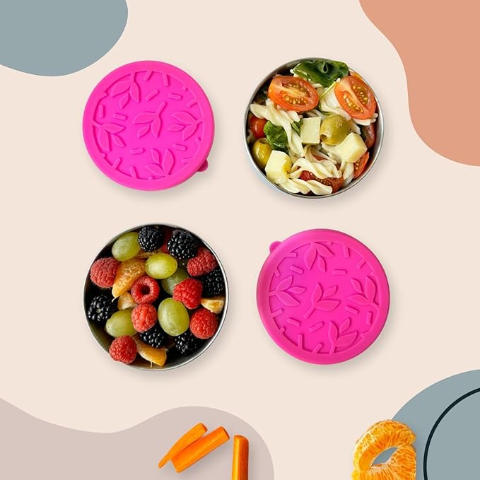 TAVVA 2 X 12 oz Containers with Lids - Leakproof w/Silicone Lids - BPA Free - Dishwasher & Freezer Safe - Portable & Reusable - Stainless Steel Snack Containers 12oz