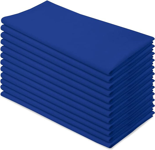 Aunti Em's Kitchen Flour Sack Dish Towels - Natural Cotton for Embroidery and Drying Glass, Hand, Dinnerware - Plain, Thick, Zero-Lint, Highly Absorbent - Set of 12, 27 x 27 Inch, Navy Blue