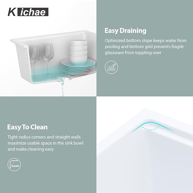Kichae White Undermount Bar Sink - 21 x 18 Inch Composite Granite Quartz Sink Undermount Wet Bar Prep Kitchen Sinks Single Bowl Basin with Cutting Board