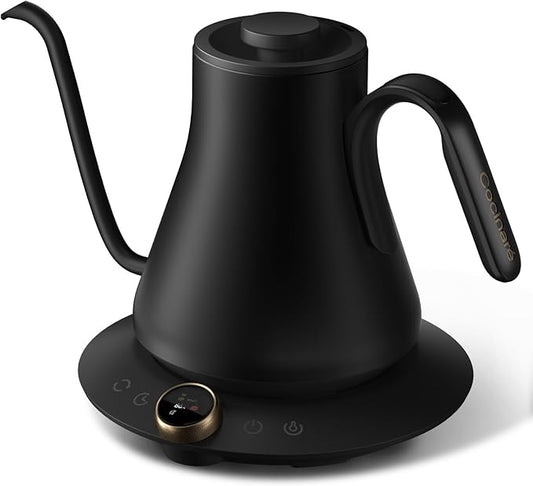 Cocinare FLOW M9 Gooseneck Electric Kettle with Precise ±1℉ Temperature Control for Pour-over Coffee and Tea, Stainless Steel Interior, Quick Heating Electric Kettle for Boiling Water (Goya Black)