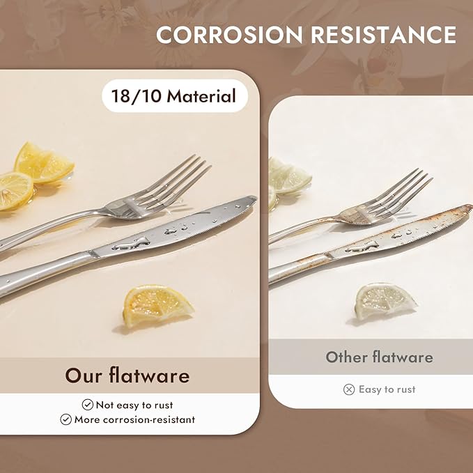 KINGSTONE 30-Piece Silverware Set for 6,18/10 Premium Stainless Steel Flatware Set, for Home, Restaurant, Wedding and Party Use,Mirror-Polished Cutlery Set, Dishwasher Safe.