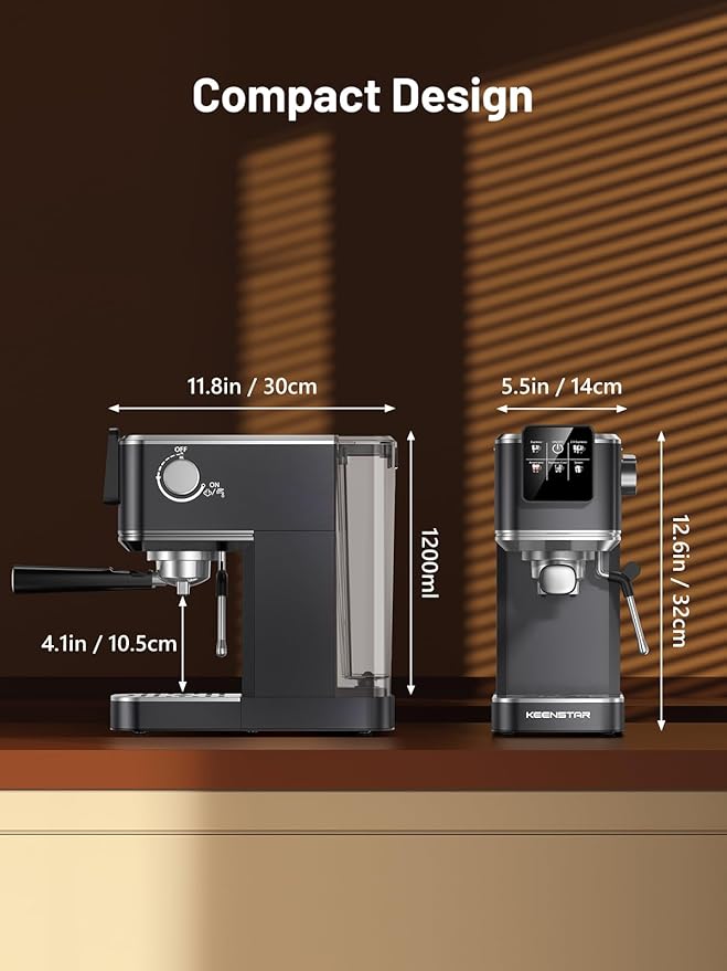 KEENSTAR 20Bar Espresso Machine with Rapid Cold Brew, Hot & Iced Coffee Machine, Espresso Maker with Milk Frother Steam Wand, Touch Screen with 40oz Water Tank for Latte, Cappuccino, Gift