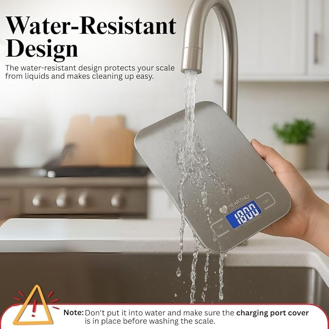 Food Scale| Digital Kitchen Scale for Cooking and Baking, Batteries Included, Weighs up to 22 pounds, Kitchen Scales Digital Weight Grams and Ounces, 304 Stainless Steel - Silver Grey