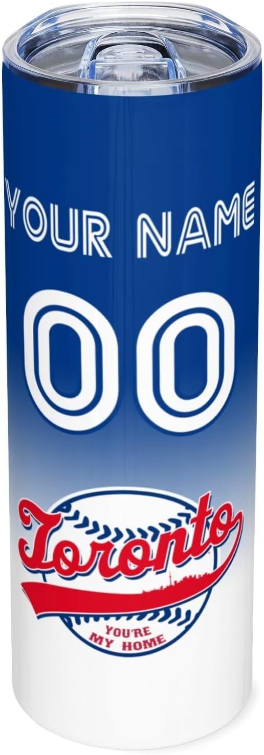 Custom Tumbler Stainless Steel Cup Personalized Baseball Vacuum Insulation Travel Mug Add Your Name Number Fans Gift for Baseball Fans