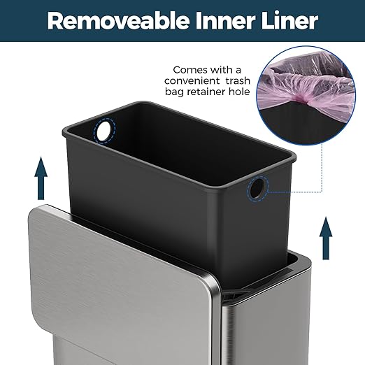 Stainless Steel Hanging Trash Can with Lid and Inner Bucket, 2 Gallon Kitchen Compost Bin for Counter Top, Under Sink or Wall Mount, Small Garbage Can for Cupboard/Bathroom/Bedroom/RV