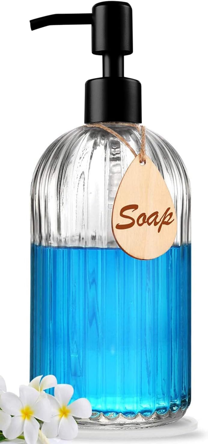 Soap Dispenser with Silicone Pad – Premium Quality – Dish soap Dispenser, Hand Soap Dispenser – Rust Proof Stainless Steel Pump – Ideal for Kitchen Dish soap, Bathroom soap