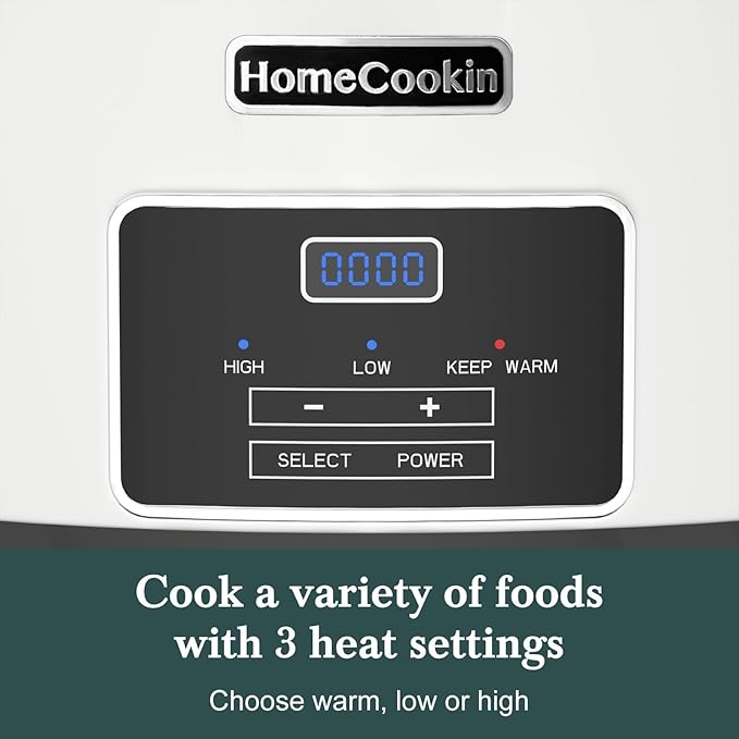 6-Quart Programmable Slow Cooker with Timer Keep Warm - Small Kitchen Appliance for Family Dinners - Serves 6+ People - Heat Settings: Keep Warm(White, Black Liner)