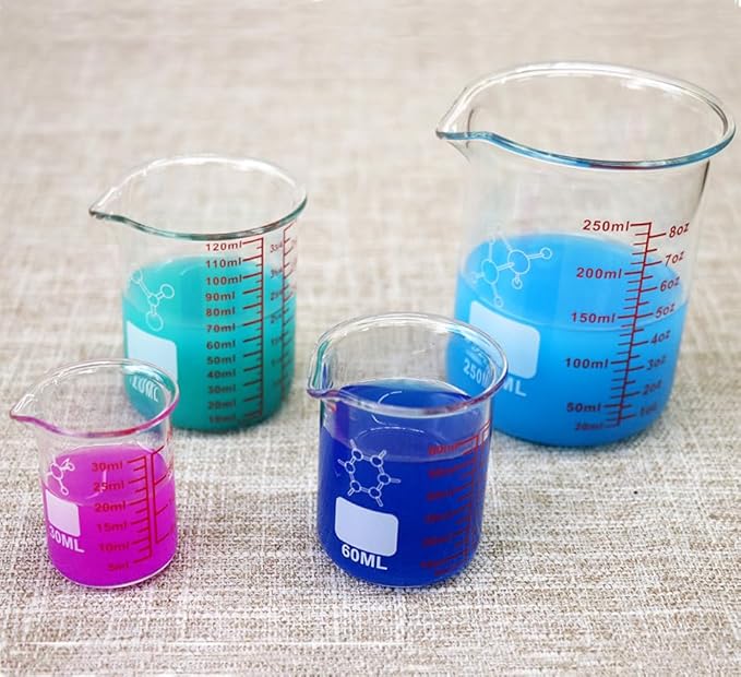 High Borosilicate Glass Measuring Cup-V-Shaped Spout，Glass Measuring Beaker for Kitchen or Restaurant, Easy to Read, 30 ML (1 Oz)-Pack of 2