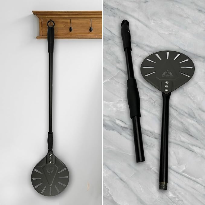 Turning Perforated Pizza Peel - 7" Diameter - 35" Overall Length - Premium Pizza Peel, Pizza Steel, 12 Inch for Professional and Home Use