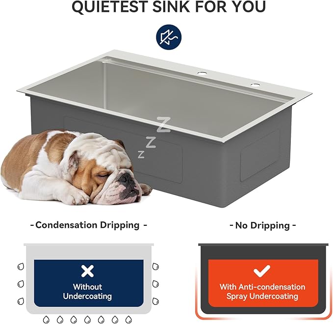 LORDEAR 30x22 Inch Drop In Kitchen Sink Stainless Steel Workstation Kitchen Sinks 16 Gauge Single Bowl Sink with Ledges 30 inch Topmount Kitchen Sinks Round Corners