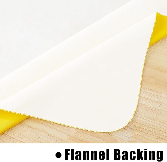 homing Round Vinyl Tablecloth, Waterproof Spillproof Plastic Flannel Backed Table Cloth, Wipe Clean Table Cover for Dining, Buffet Parties and Camping (Yellow, 60")