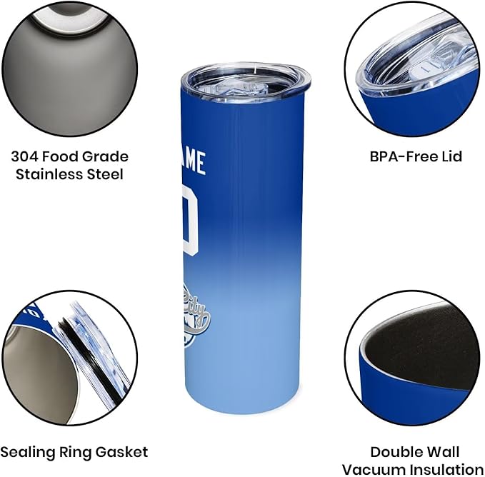 Custom Tumbler Stainless Steel Cup Personalized Baseball Vacuum Insulation Travel Mug Add Your Name Number Fans Gift for Baseball Fans