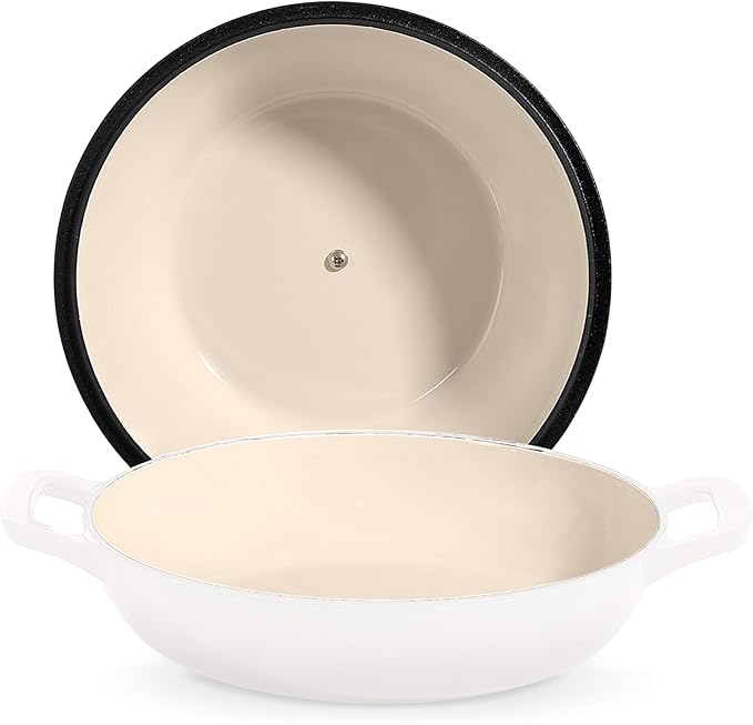 Signature Enameled Cast Iron Sourdough Bread Oven | Non-Stick with Tight Fitting Lid for Perfect Baking and Bread Making | 6QT Round Oven With Lid [White]