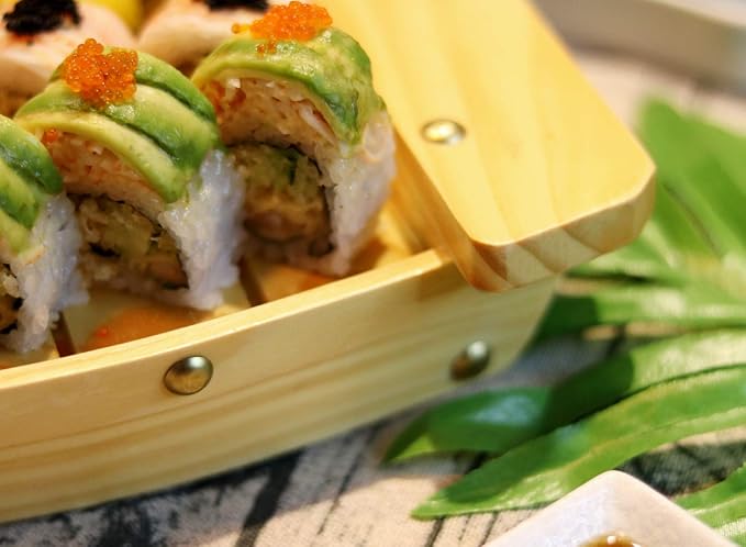 Kichgather 16.5“ Wooden Sushi Serving Tray Boat Plate for Restaurant or Home